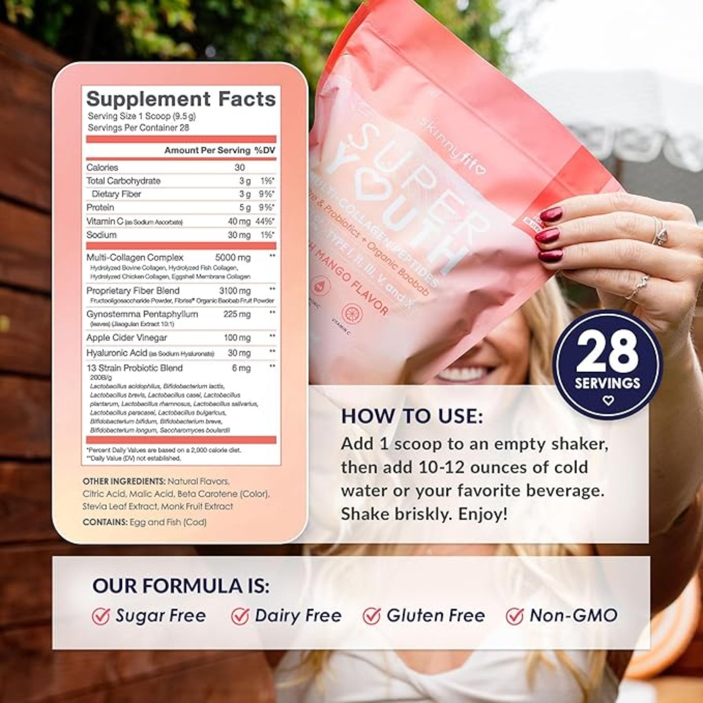 SkinnyFit Super Youth – Peach Mango Multi‑Collagen Powder