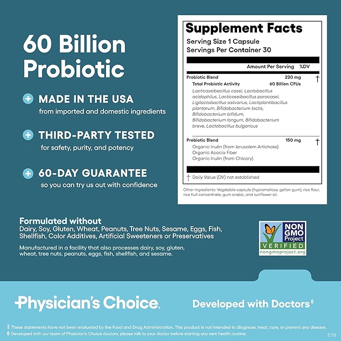Physician’s Choice Probiotics – 60 Billion CFU